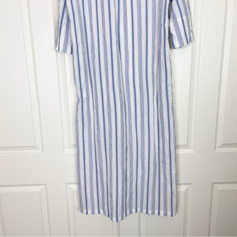 Everyday Ritual Tracey Caftan Maxi Dress Blueberry Stripe Crinkle Cotton NWT SzL - Picture 8 of 10